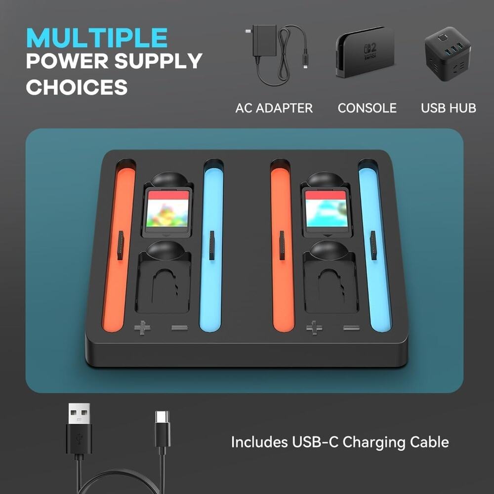 MOOGOLE 4 in 1 Charging Dock Compatible with Nintendo Switch 2 Joycon Controlle - Picture 6 of 6